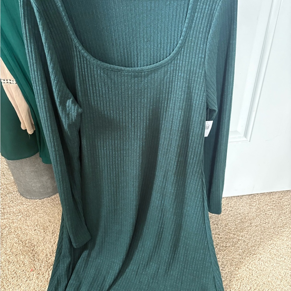 Old Navy Green Ribbed Long Sleeve Top